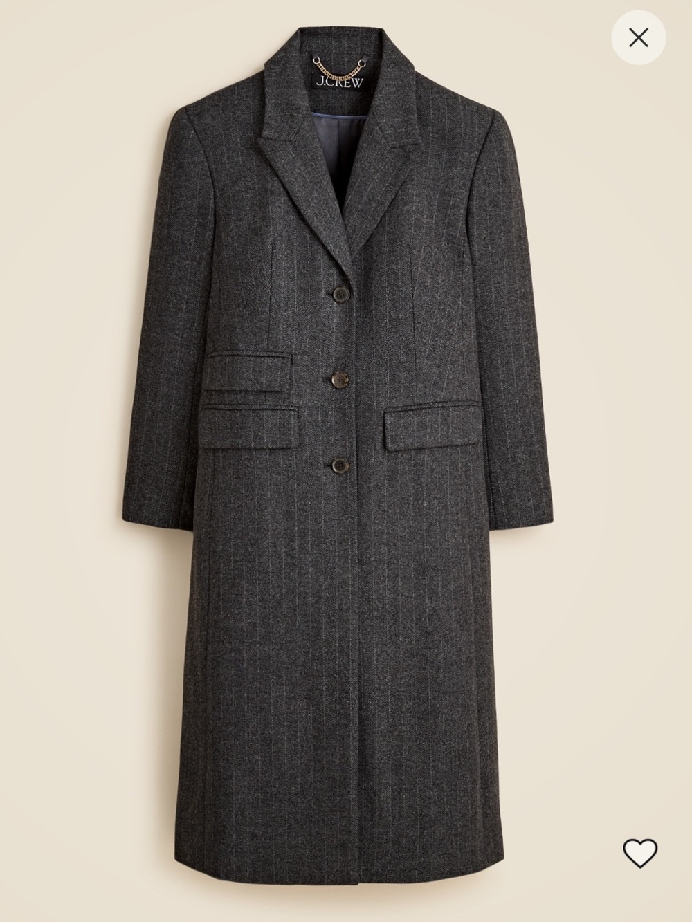 Jcrew Vivienne Topcoat In Italian Pinstripe Wool Blend